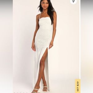 Lulus Satin Dress White Maxi Prom worn once